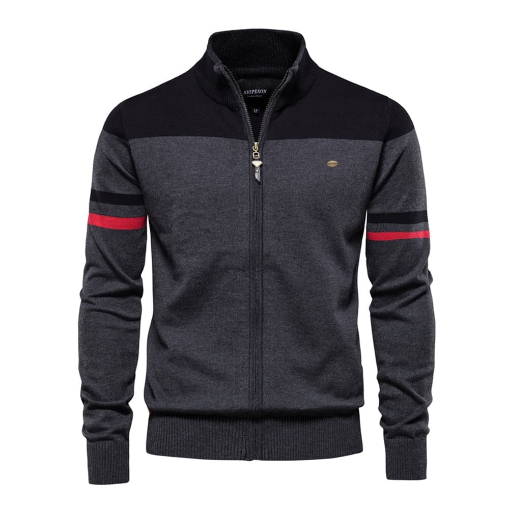 Men's Colorblock Zip-Up Knit Cardigan