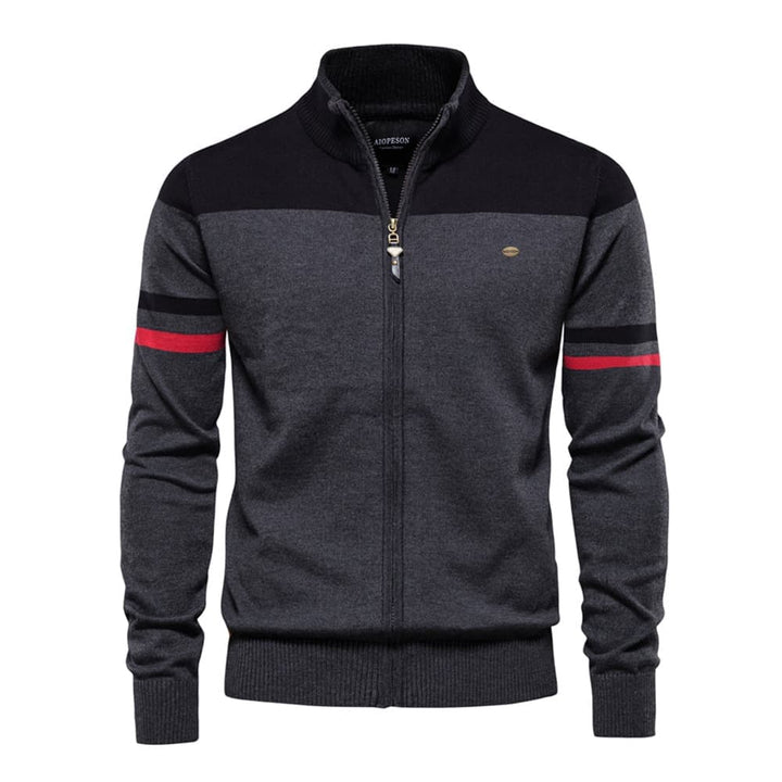 Men's Colorblock Zip-Up Knit Cardigan