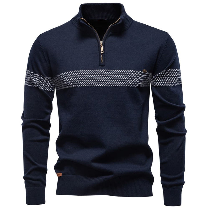 Men's Striped Half-Zip Knit Sweater