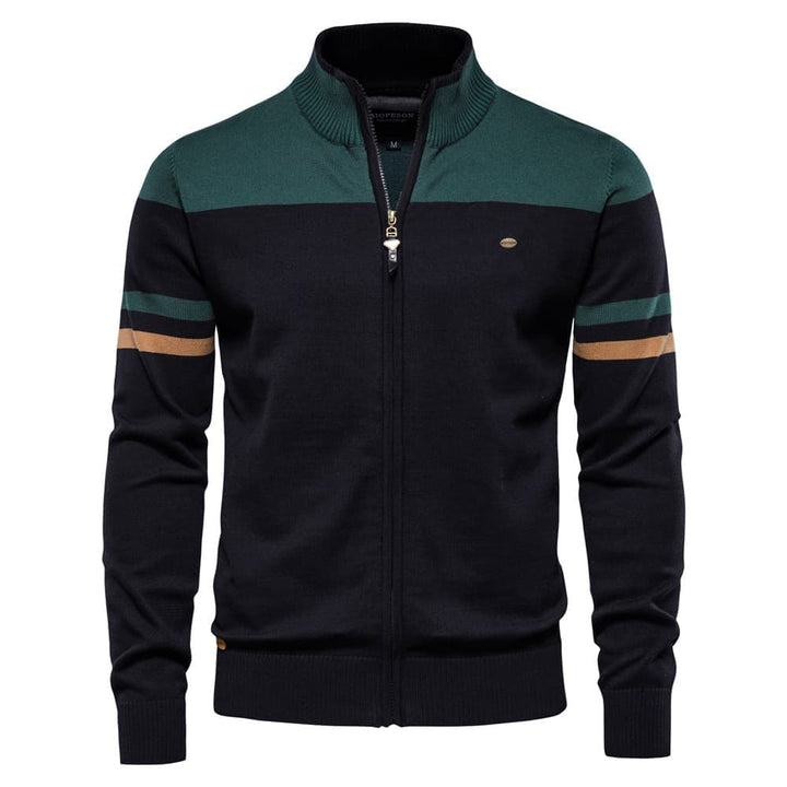 Men's Colorblock Zip-Up Knit Cardigan