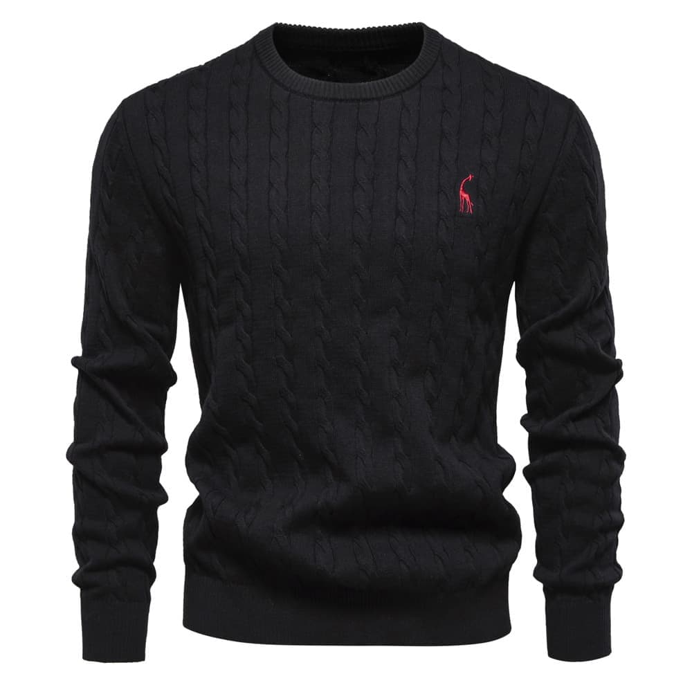 Men's Cable Knit Giraffe Pattern Sweater