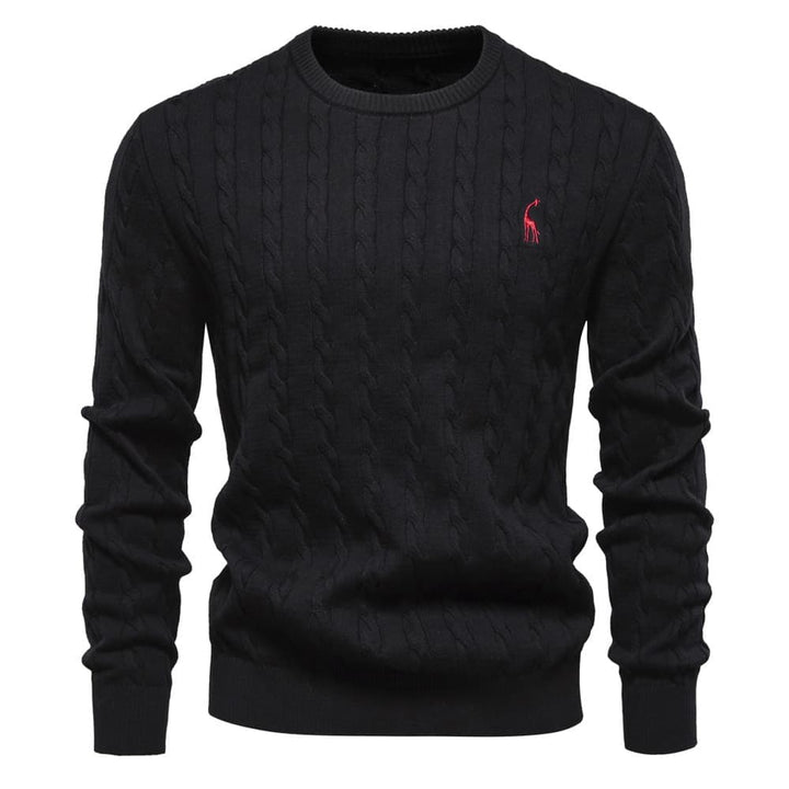 Men's Cable Knit Giraffe Pattern Sweater