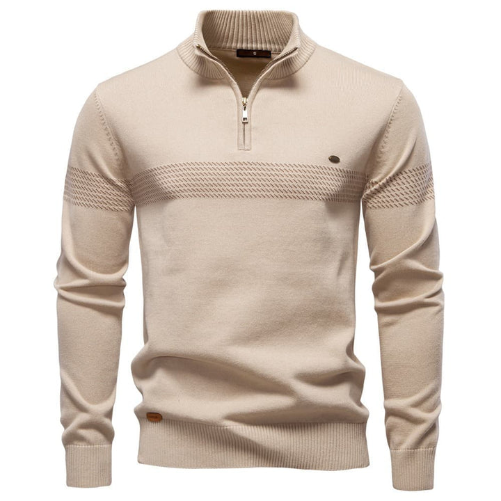 Men's Striped Half-Zip Knit Sweater