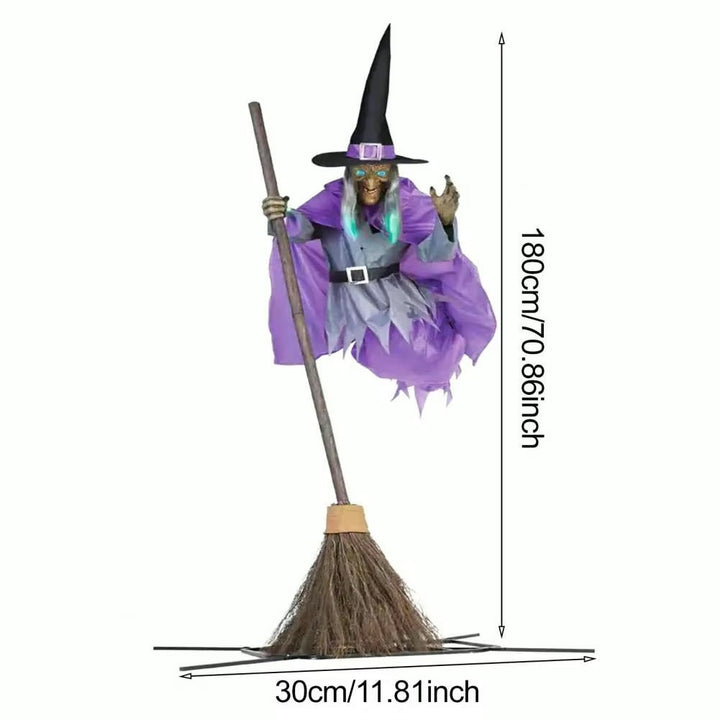 Halloween's 6-Foot Cloth Flying Witch Decoration with Broom & Stake