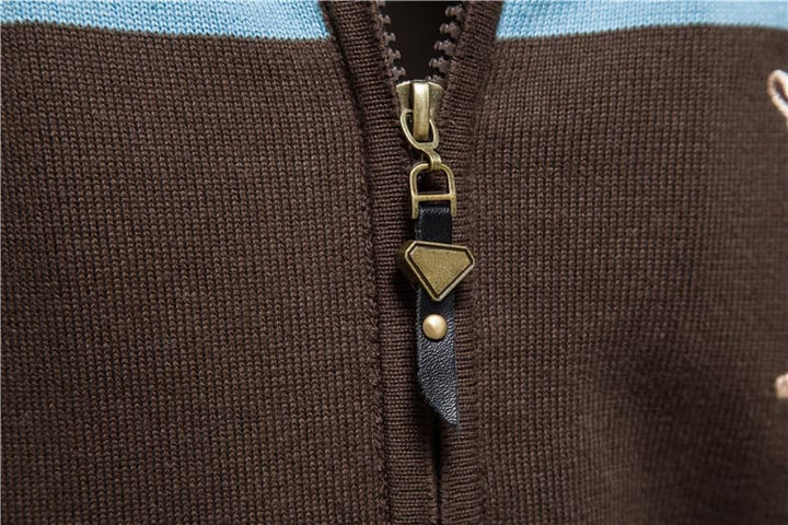 Men's Colorblock Zip-Up Knit Cardigan