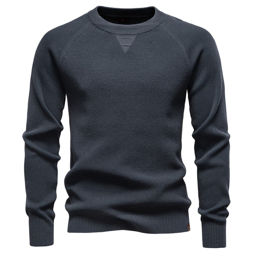 Men's Waffle Knit Crewneck Sweater for Cozy Style