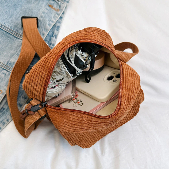 Women's Ribbed Corduroy Crossbody Bag for Casual Style