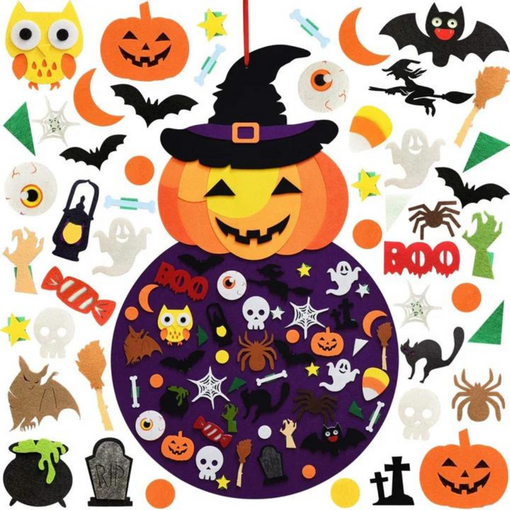 Halloween's Felt Board Set with 50+ Pieces and Wall Hanging Design