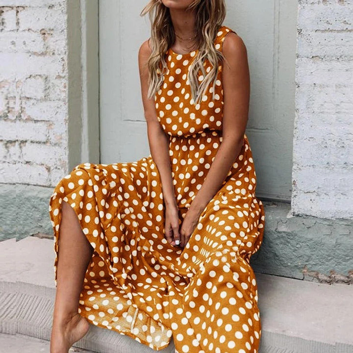 Women's Smart Dot Dress with Waist Detail
