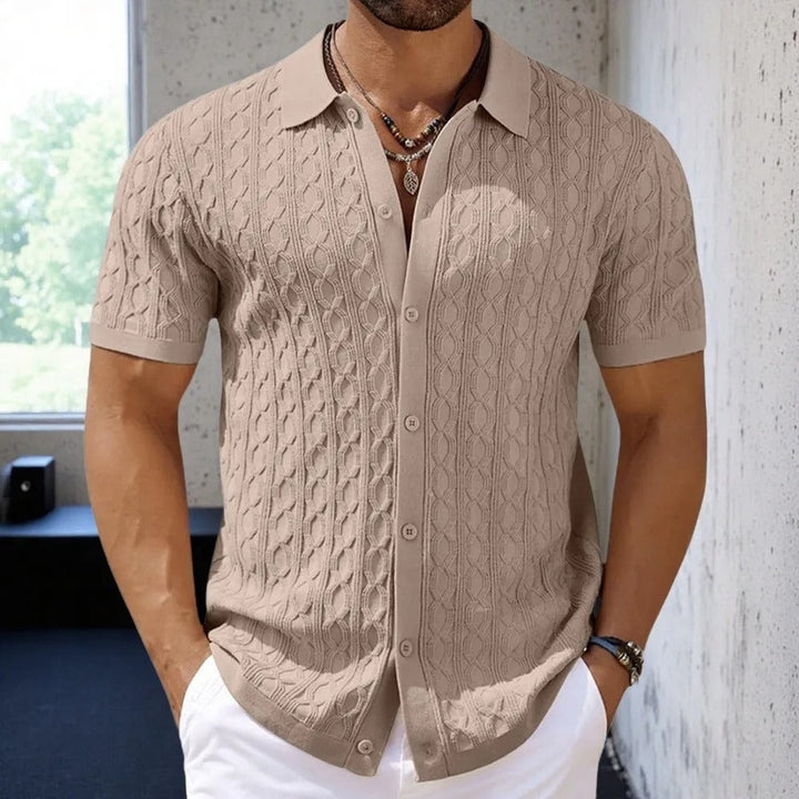 Men's Structured Short Sleeve Knitting Shirt