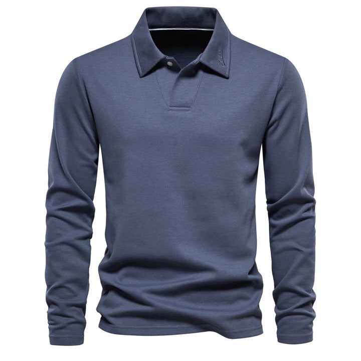 Men's Elegant Long-Sleeved Polo Shirt for Stylish Comfort