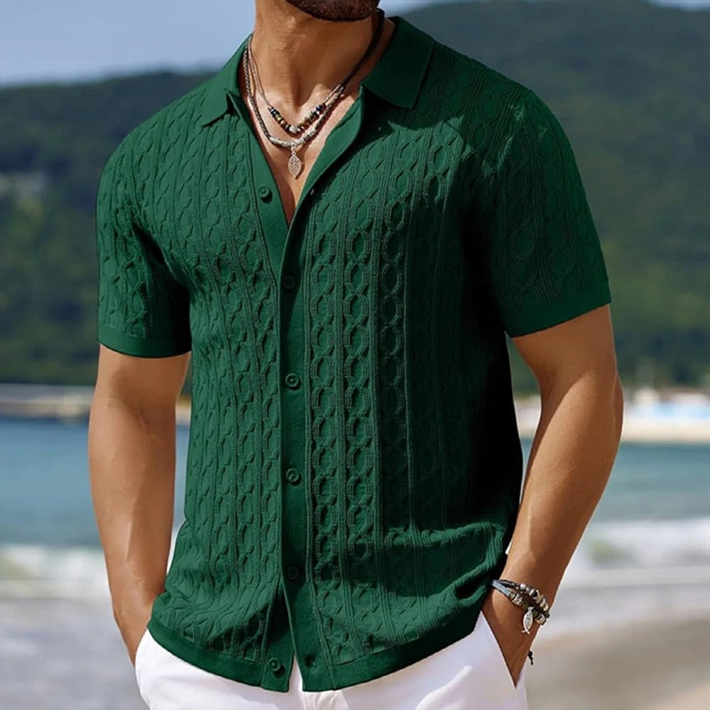 Men's Structured Short Sleeve Knitting Shirt
