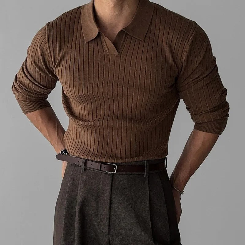 Men's Structured Long Sleeve Polo Shirt