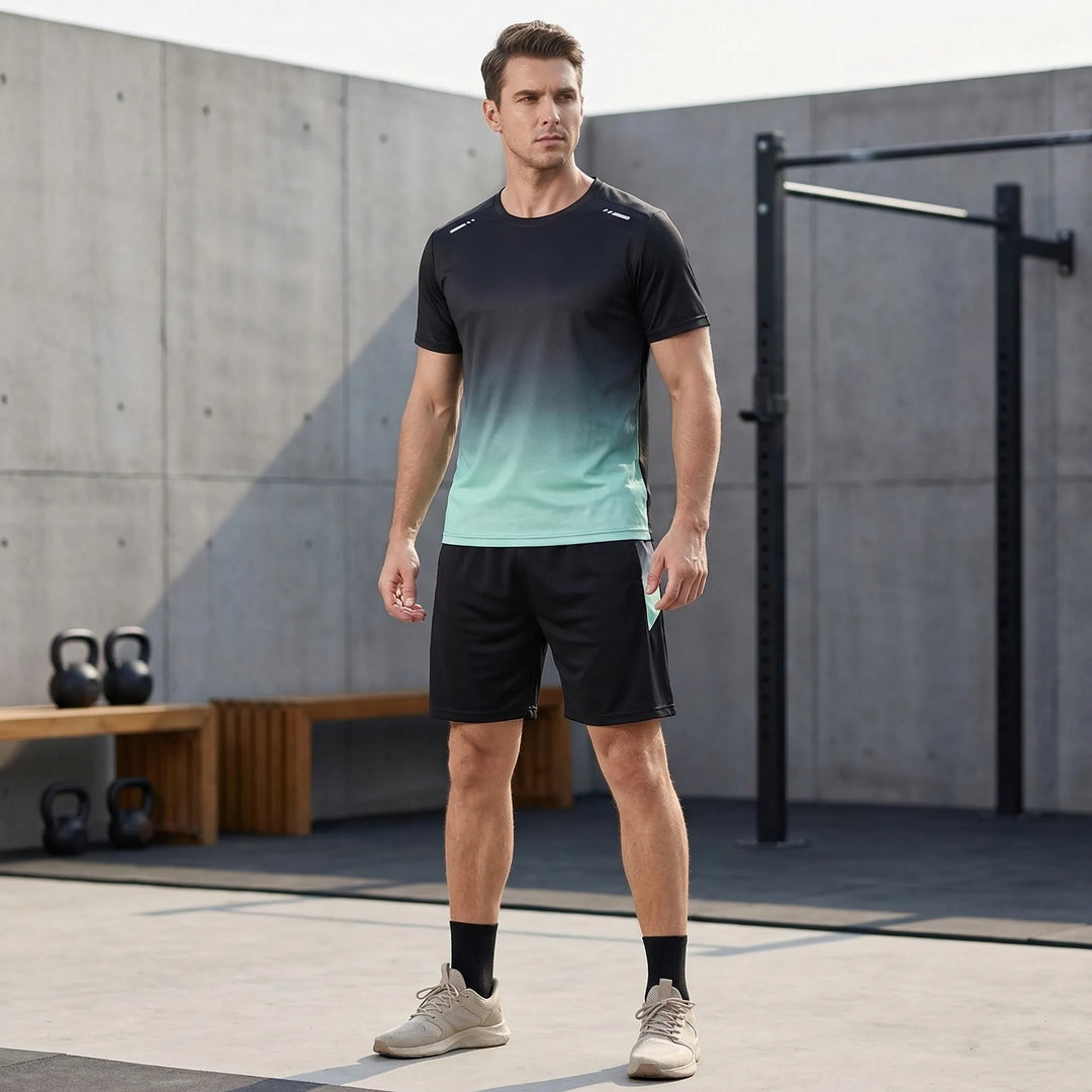 Archie | Men's 2-Piece Gradient Short-Sleeve Sports Set