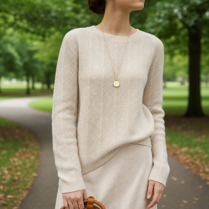 Women's Open Knit Crewneck Sweater