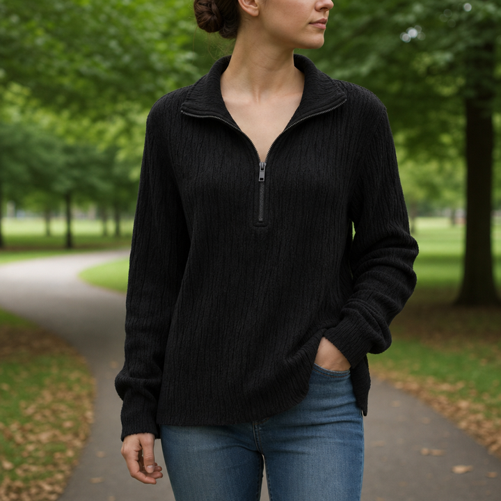 Women's Quarter-Zip Boucle Sweater