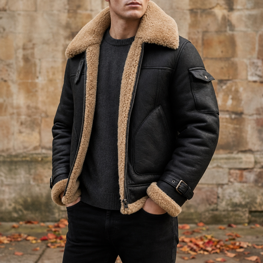 Men's Shearling Lined Leather Jacket