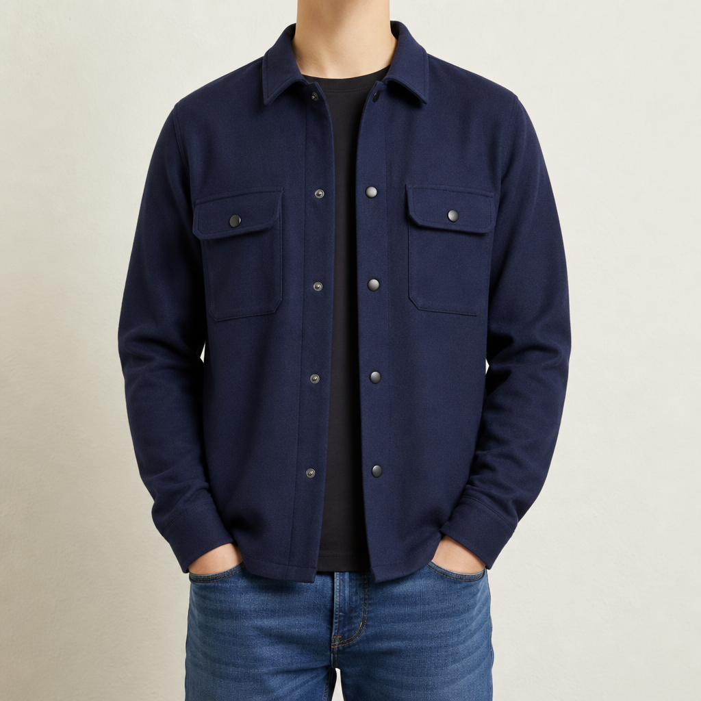 Men's Button-Up Jacket with Angel Design