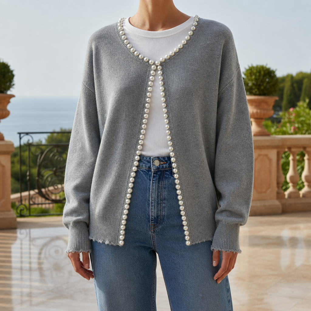 Women's Pearl Trim Cardigan