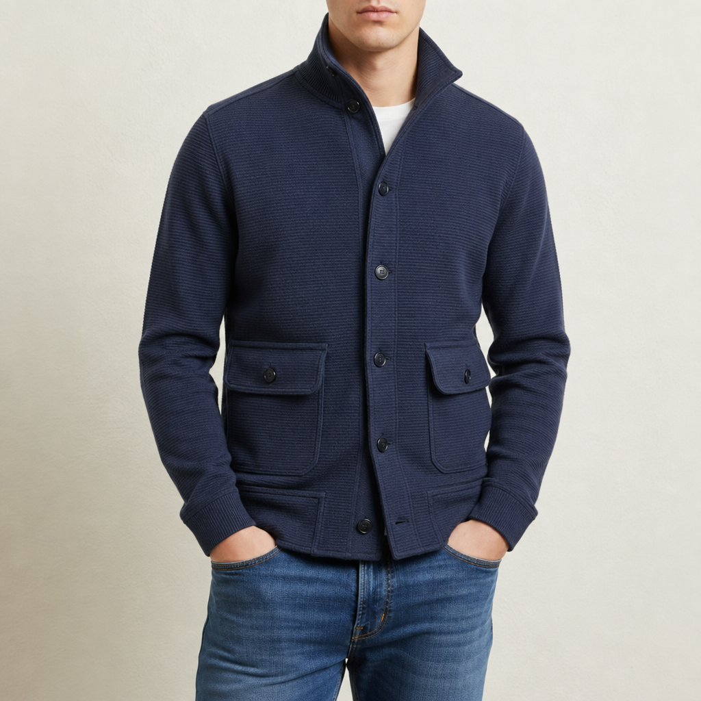 Men's Stand Collar Knit Jacket