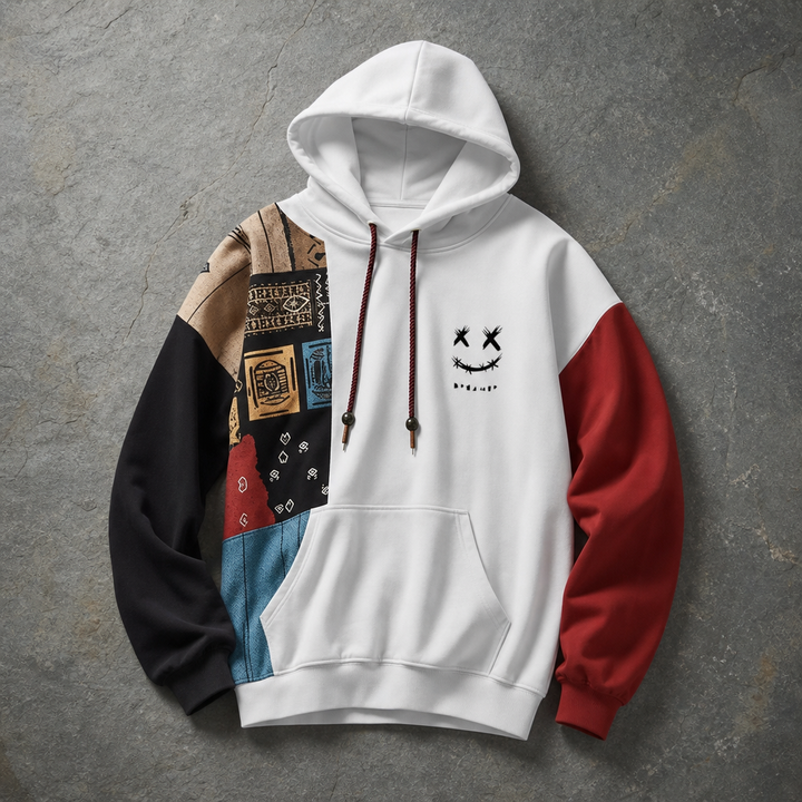 Men's Patchwork Contrast Hoodie
