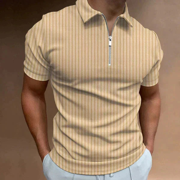 Men's Zippered Muscle Fit Polo Shirt