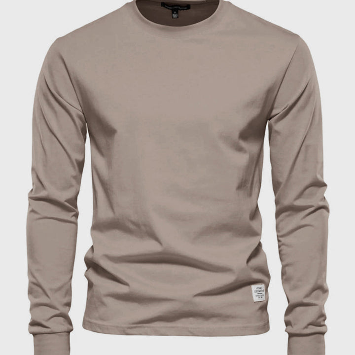 Men's Cotton Long-Sleeved Round Neck Shirt