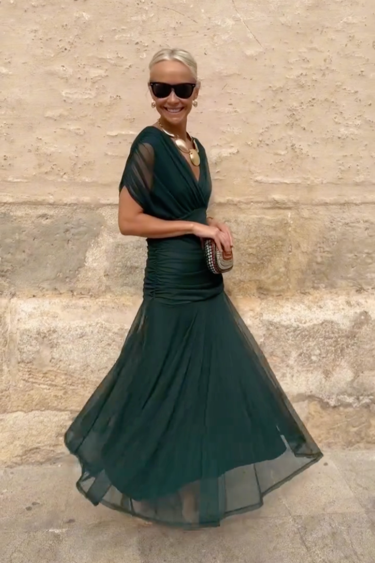 Sophia | Women's Elegant V-neck Fantasy Maxi Dress-Trendy 4 Fit