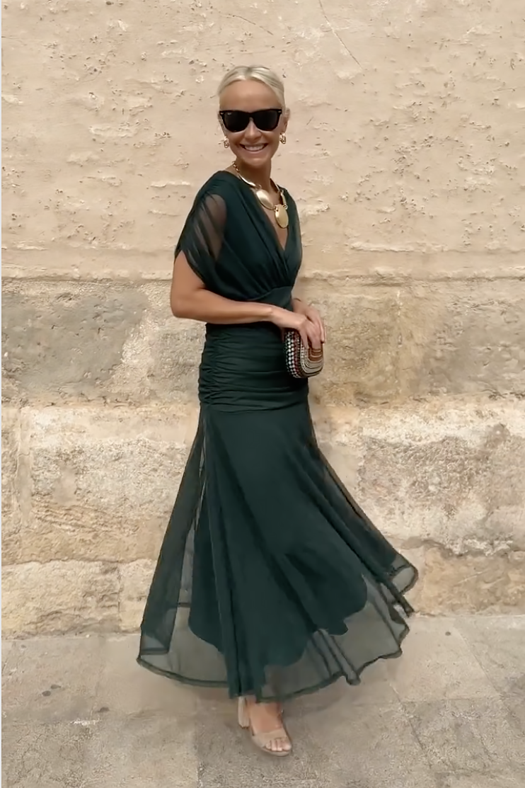 Sophia | Women's Elegant V-neck Fantasy Maxi Dress-Trendy 4 Fit