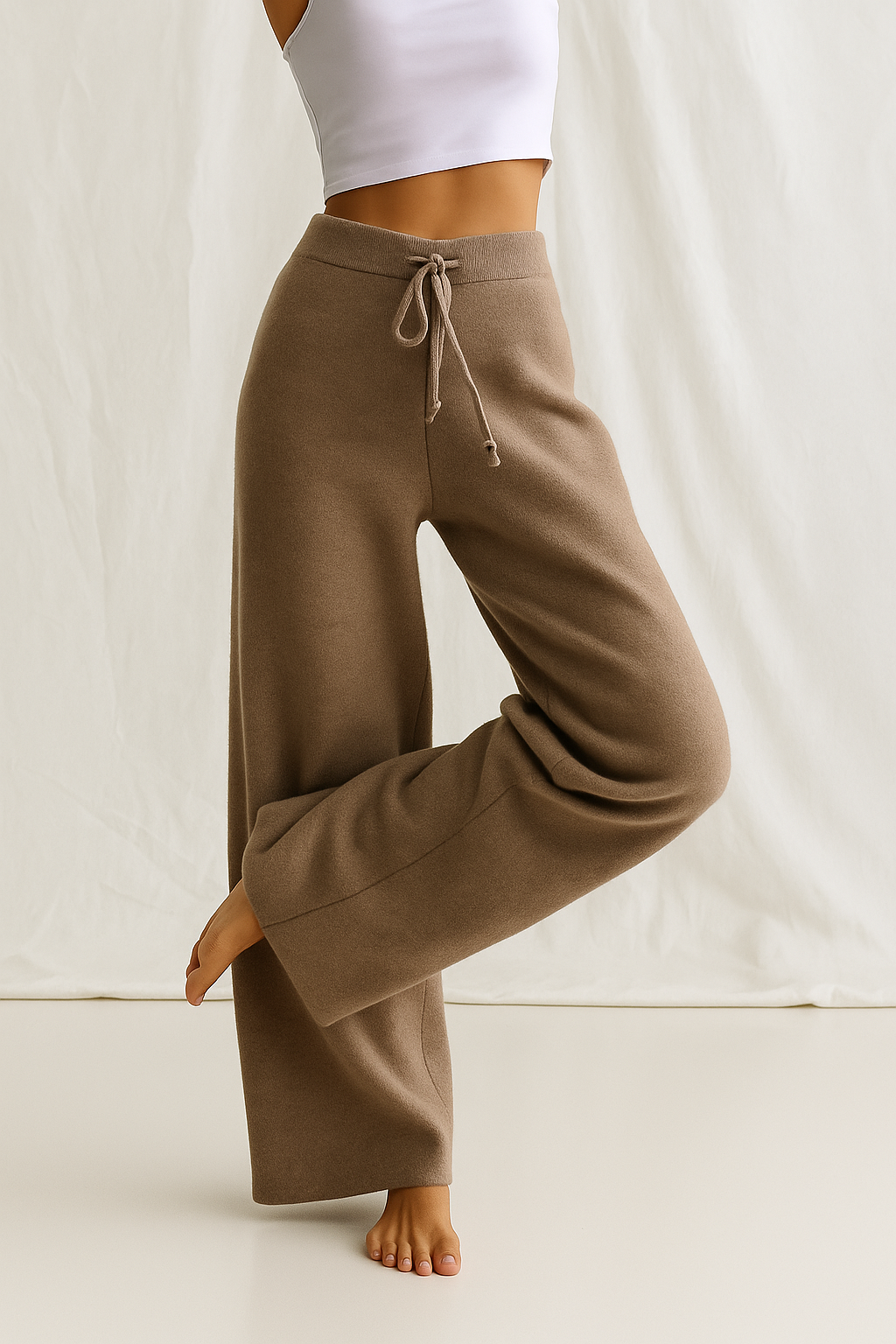 Women's Refined Knit Wide Leg Drawstring Lounge Pants