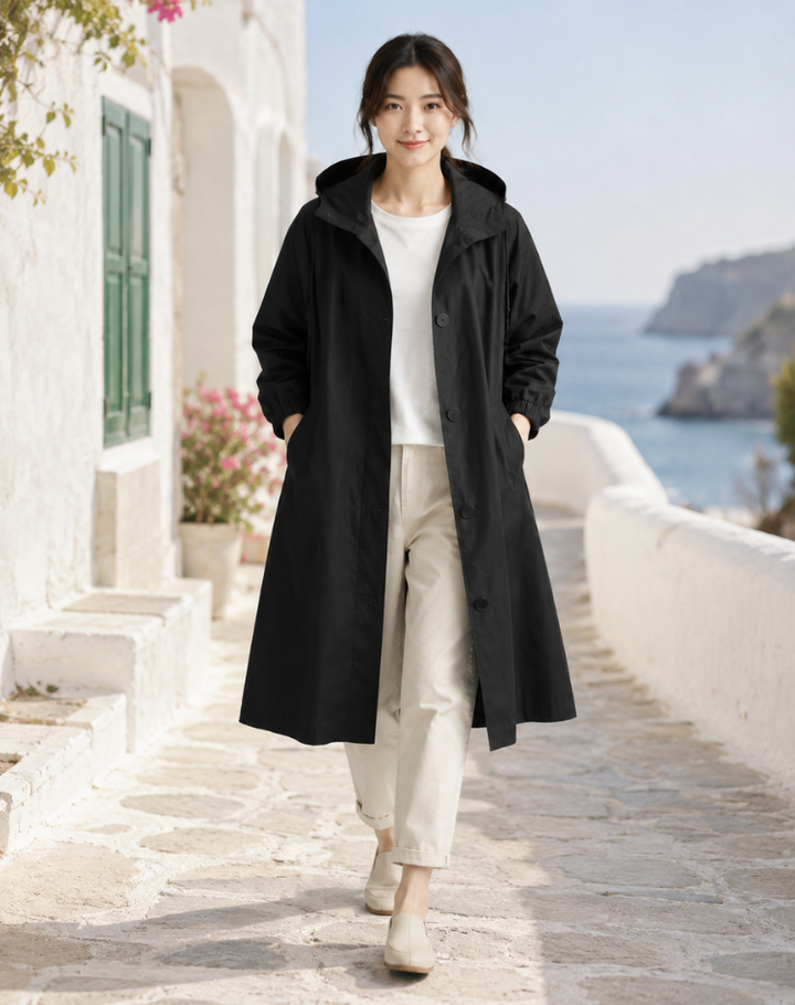 Women's Lightweight Hooded Trench Coat for Everyday Wear