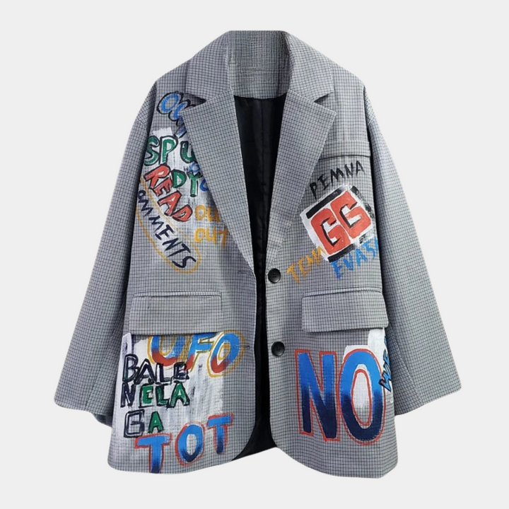 Women's Oversized Blazer with Subtle Check Design