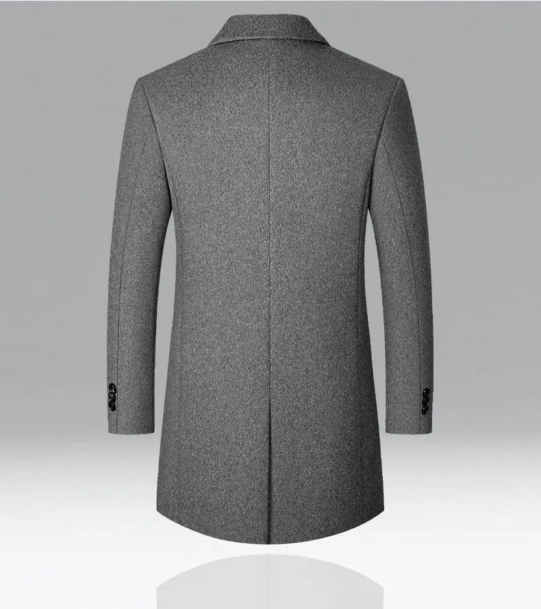 Men's Classic Wool Coat with Stylish Stripper Design