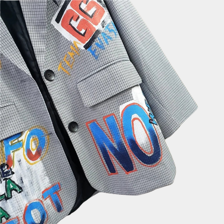 Women's Oversized Blazer with Subtle Check Design