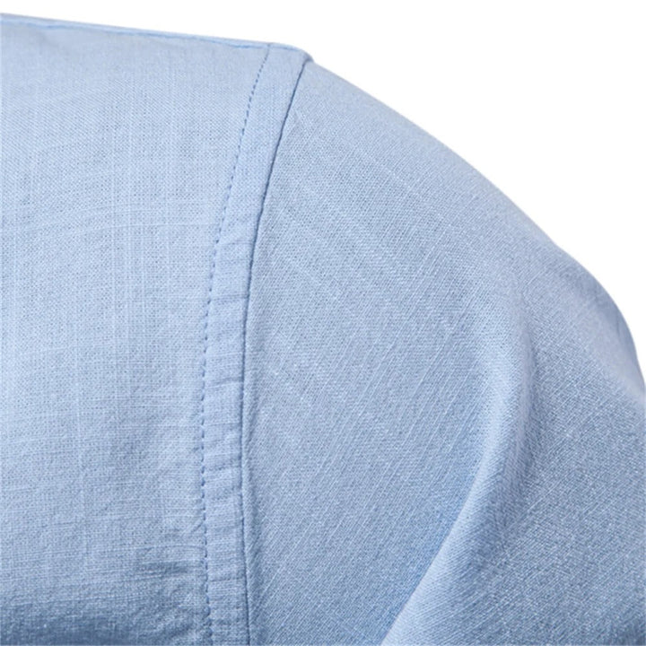 Men's Light Stand-Up Collar Shirt with Button Placket
