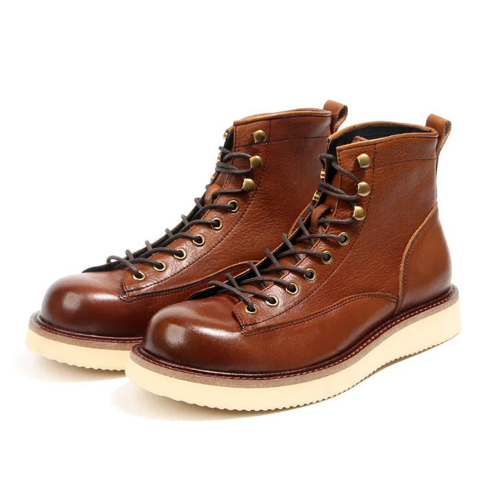Men's Classic Lace-Up Boots with Contrast Sole