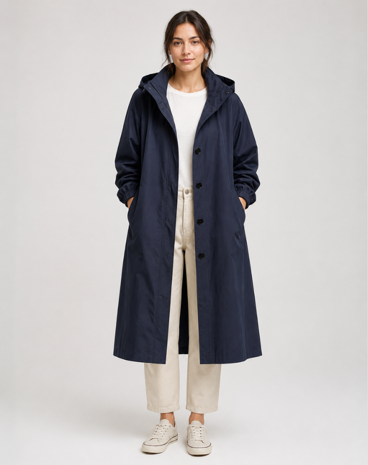 Women's Lightweight Hooded Trench Coat for Everyday Wear