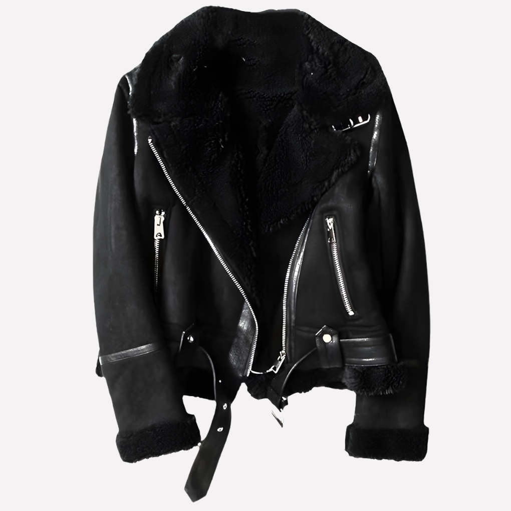 Women's Plush Inner Layer Jacket with Belted Hem