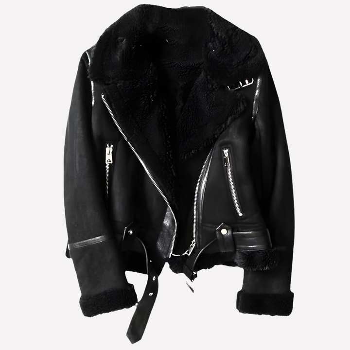 Women's Plush Inner Layer Jacket with Belted Hem