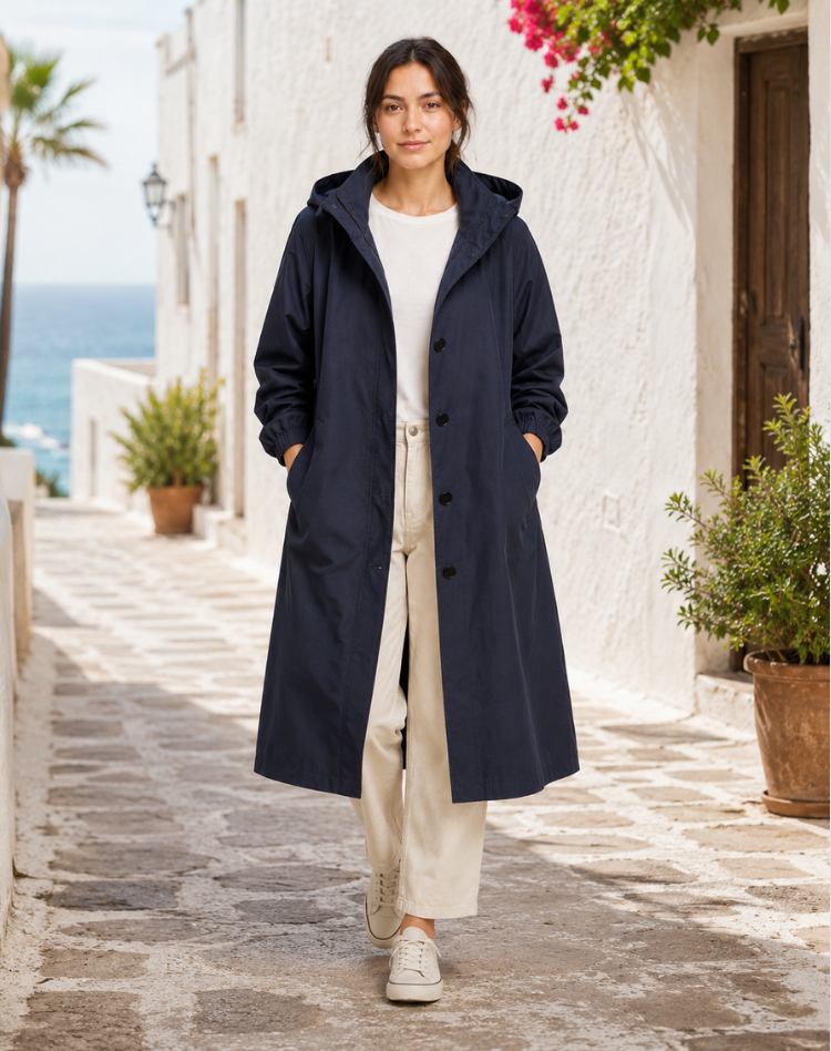 Women's Lightweight Hooded Trench Coat for Everyday Wear