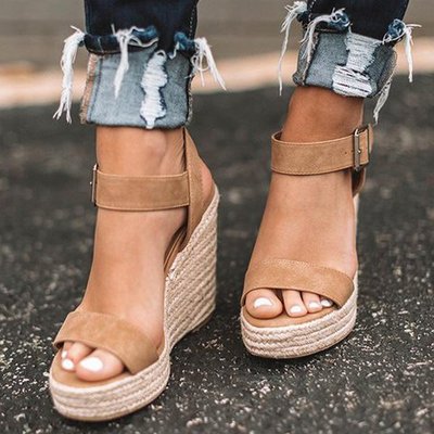 Women's Open Toe Wedge Espadrille Heel Sandals