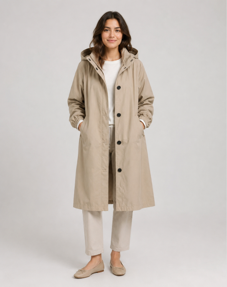 Women's Lightweight Hooded Trench Coat for Everyday Wear
