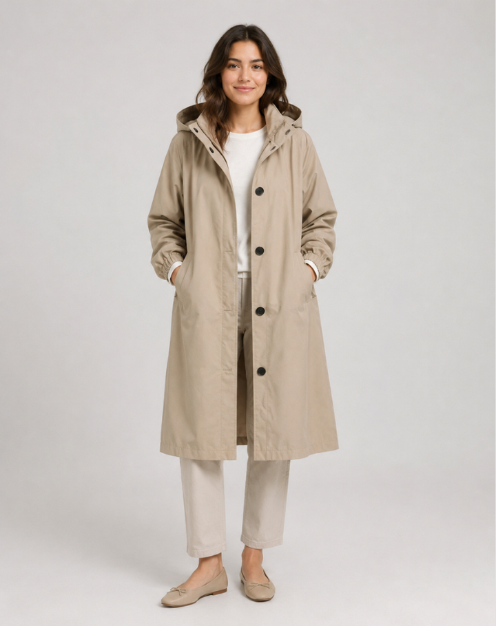 Women's Lightweight Hooded Trench Coat for Everyday Wear
