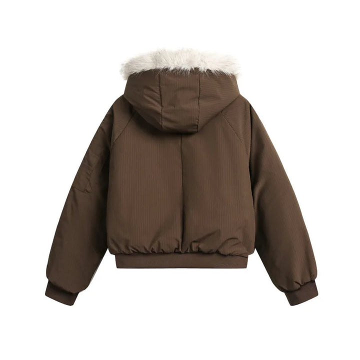 Men's Warm Bomber Jacket with Fur Hood