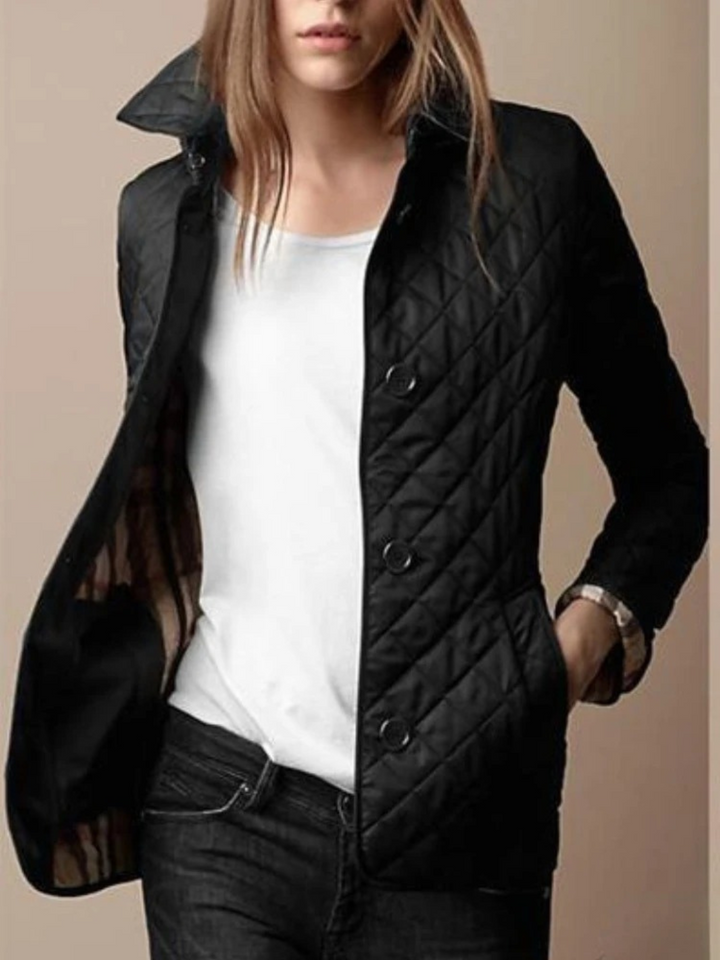 Women's Casual Quilted Jacket with Down Collar