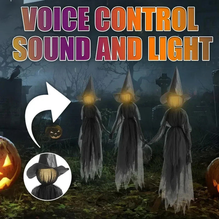 Halloween's Glowing Witch Figures with Sound Sensors and Flickering Heads