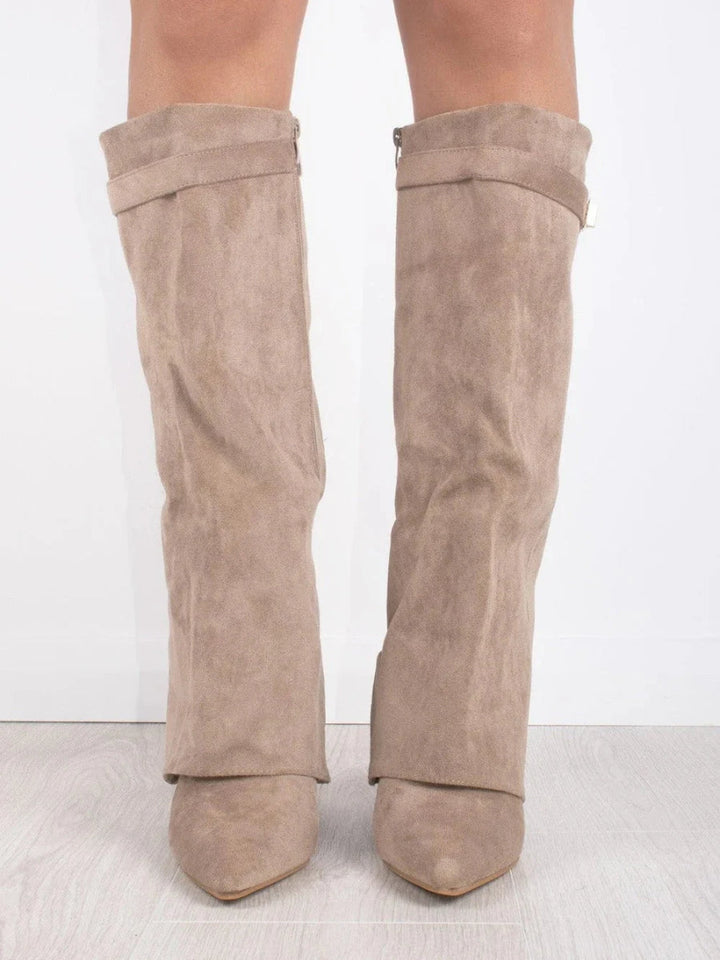 Women's Knee-High Suede Heeled Boots
