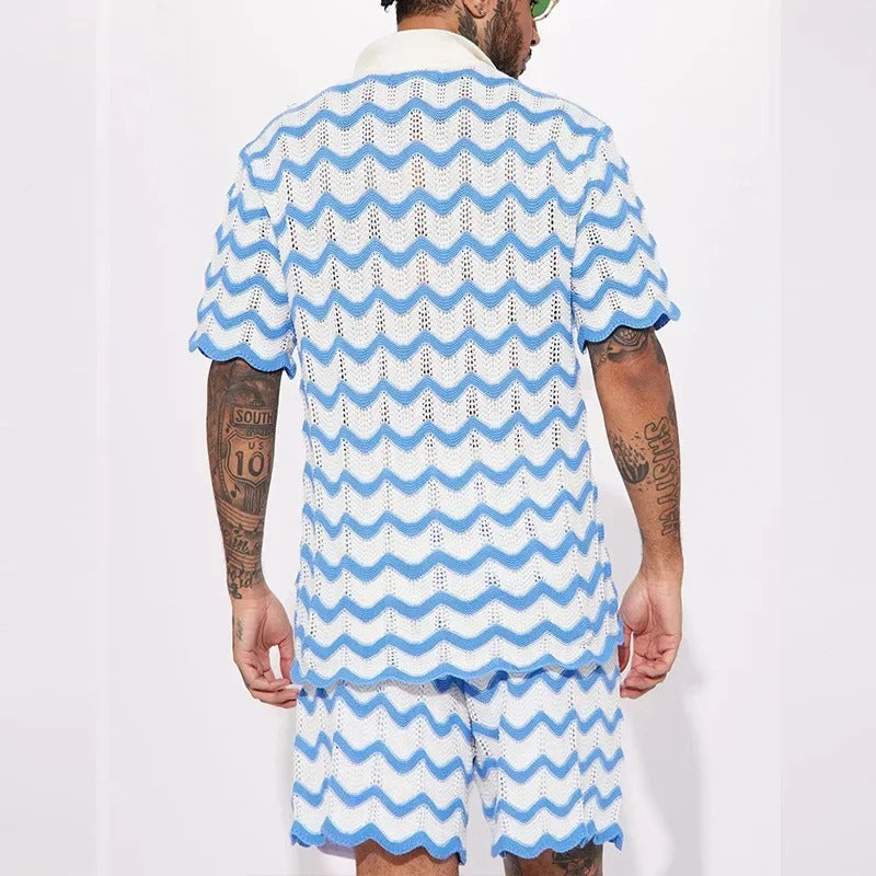 Men's Crochet Set with Zigzag Pattern for Stylish Comfort