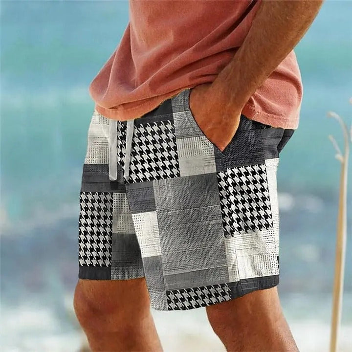 Men's Patchwork Shorts with Fun Cockfest Patterns