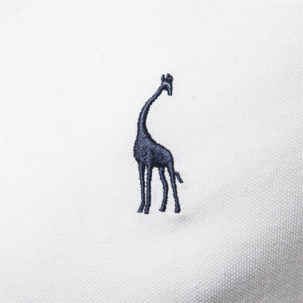 Men's Classic Polo Shirt with Giraffe Embroidery
